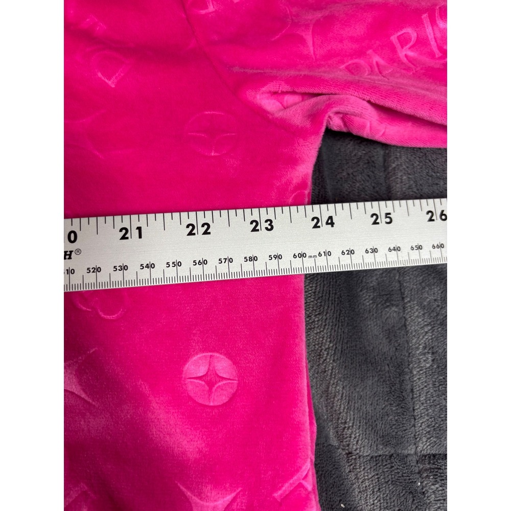 Paris Hilton‎ Womens XL Hot Pink Velour Cropped Hoodie Thats Hot Rhinestone Y2K - Picture 5 of 9